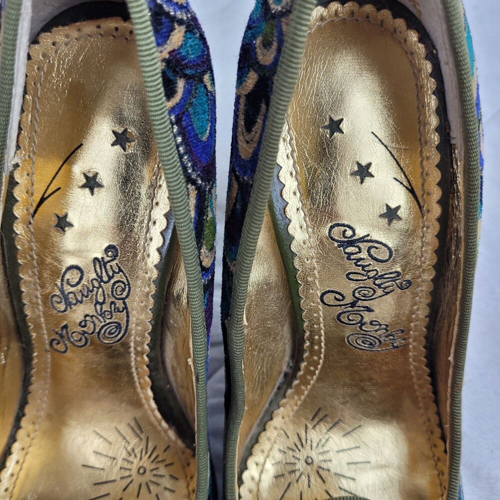 naughty monkey Olive Green Multicolor Patterned Peep-Toe Block Heels - Picture 8 of 13